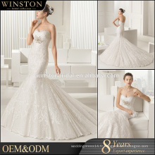 OEM ODM personnalisé en cristal sweetheart sirène robe de mariée